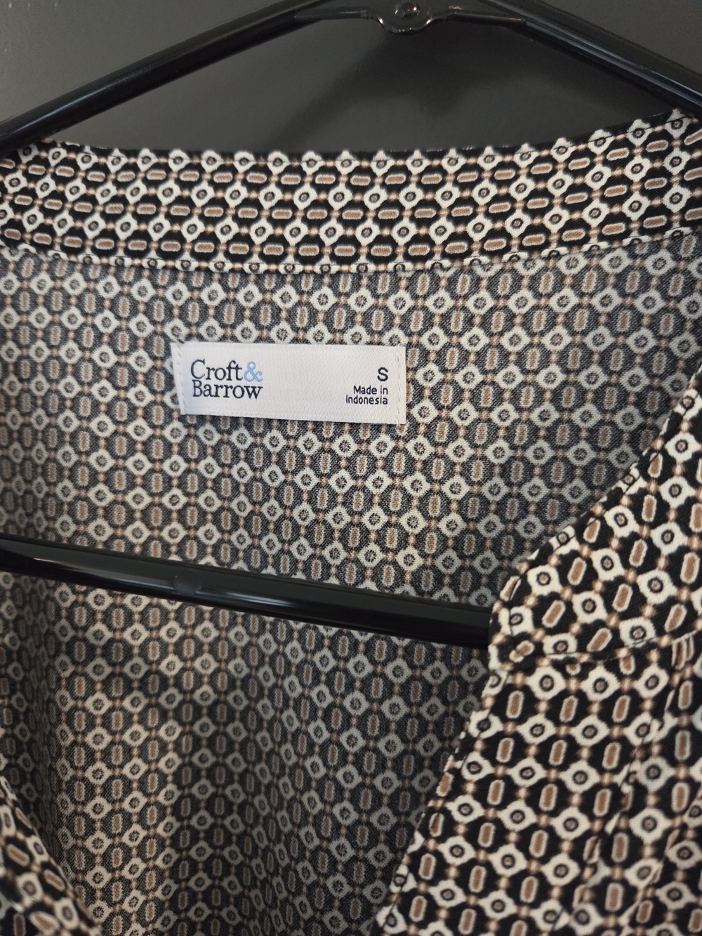 croft & barrow Black and Cream Printed Maxi Shirt Dress - Picture 2 of 4